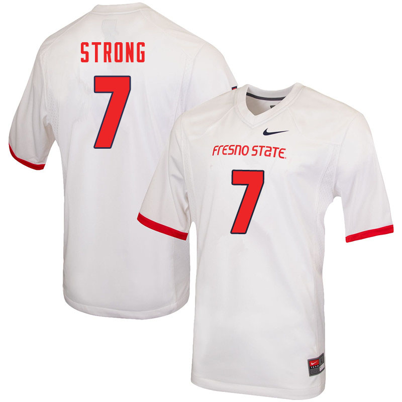 Men #7 Reggie Strong Fresno State Bulldogs College Football Jerseys Sale-White